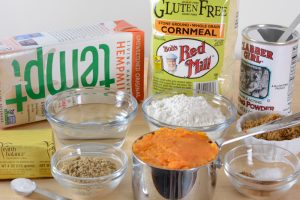 Ingredients to make gluten free cornbread