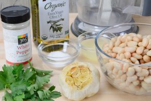 Ingredients to make allergen free white bean dip recipe