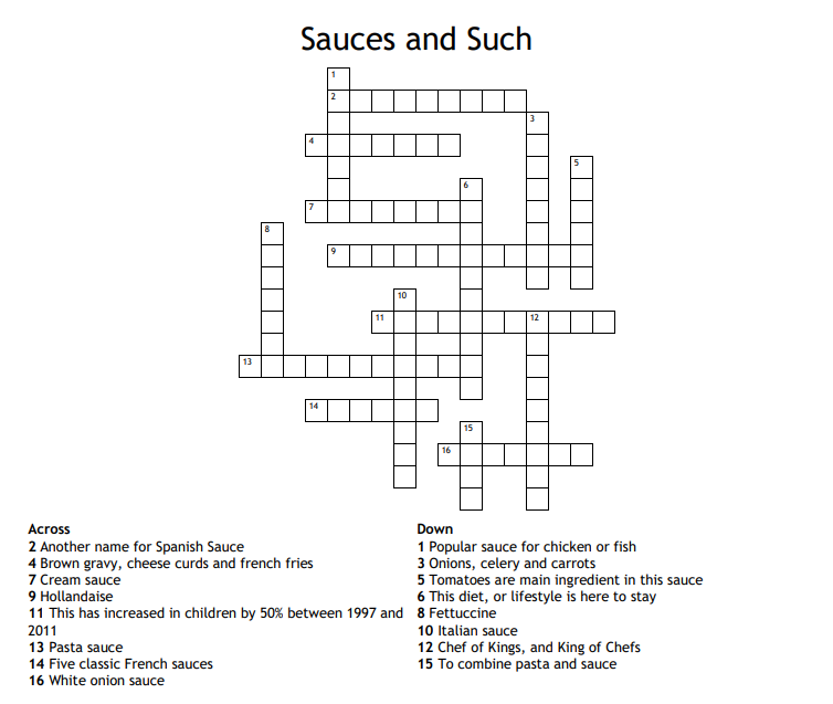 Culinary Crossword Puzzles